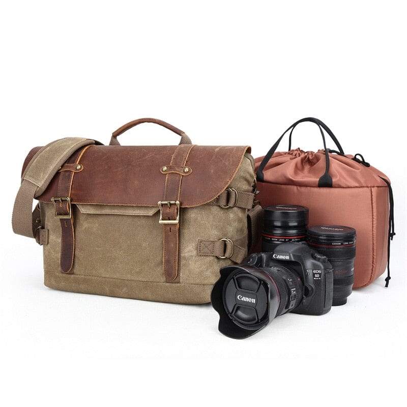 Canvas Vintage DSLR Camera Messenger Shoulder Bag The Store Bags