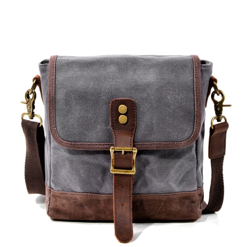 Small Waxed Canvas Messenger Bag ERIN The Store Bags gray