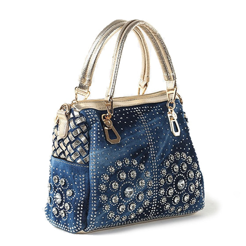 Denim Purse With Rhinestones The Store Bags