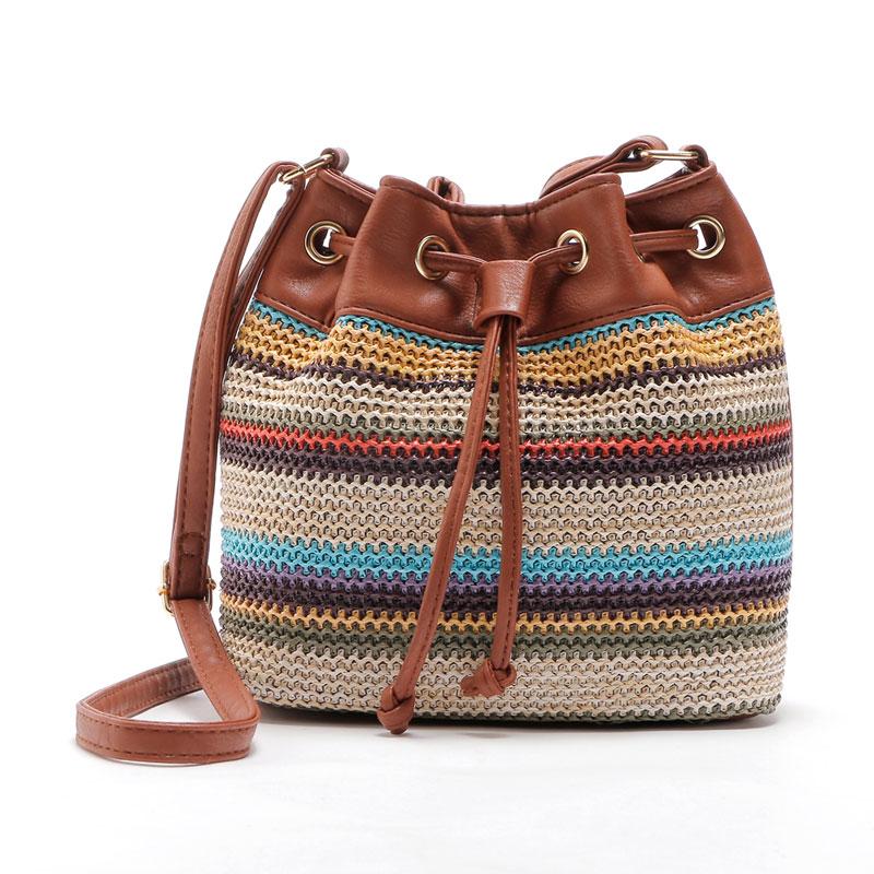 bohemian drawstring bucket bag The Store Bags Brown