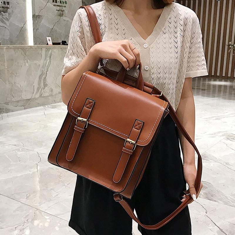 Double Buckle PU Leather Backpack The Store Bags