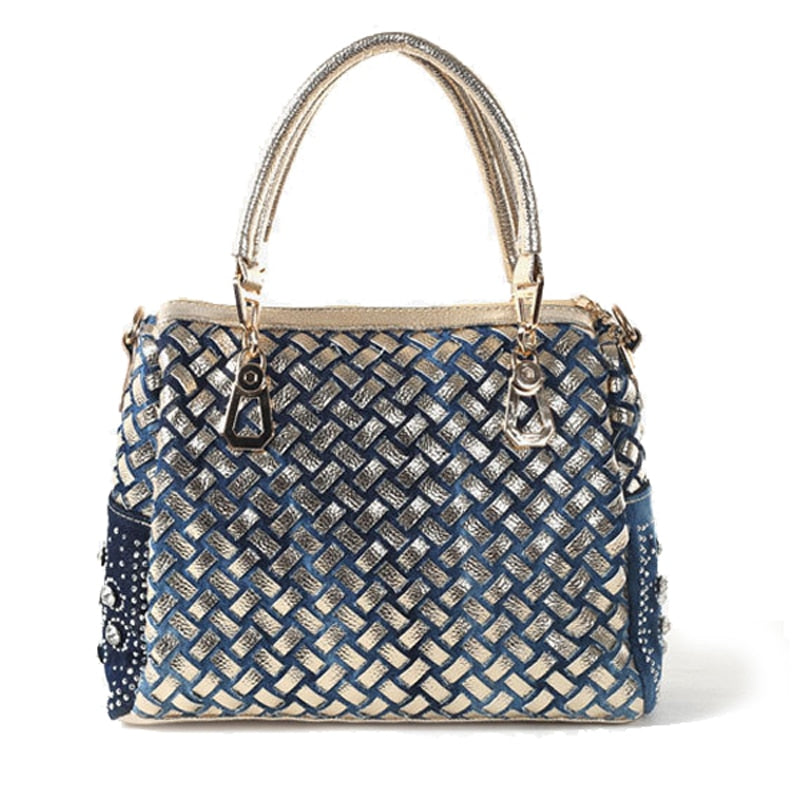 Denim Purse With Rhinestones The Store Bags