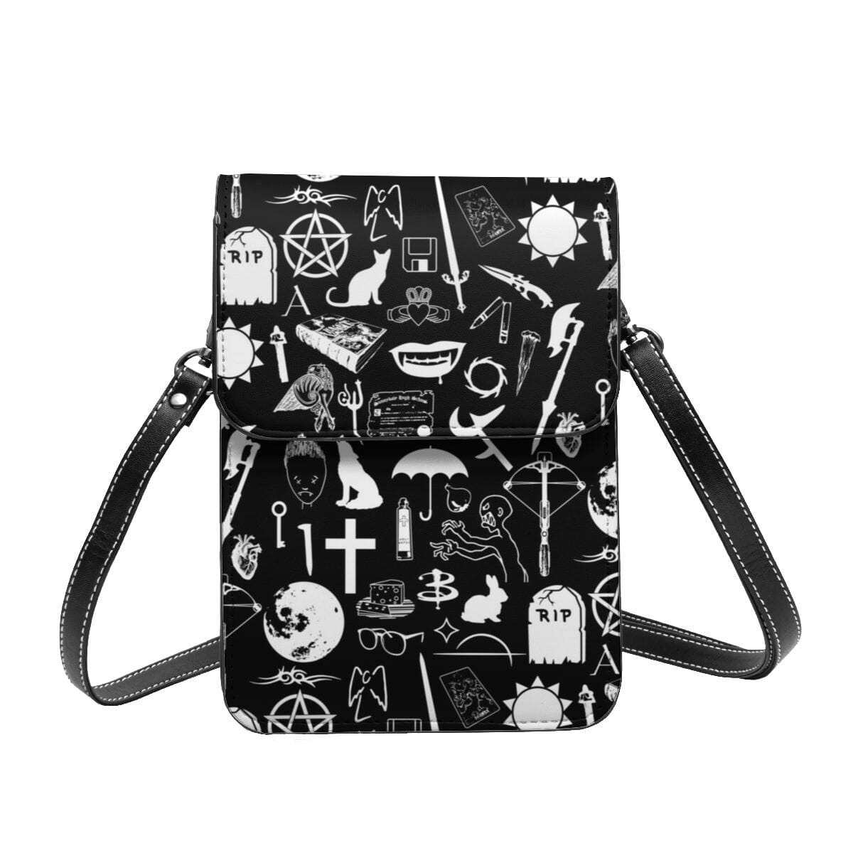 White Fairy Pattern Print Crossbody Bags