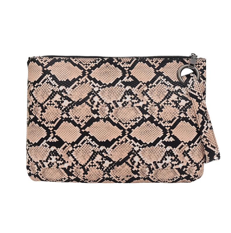 Snake Print Clutch ABEDA The Store Bags Khaki