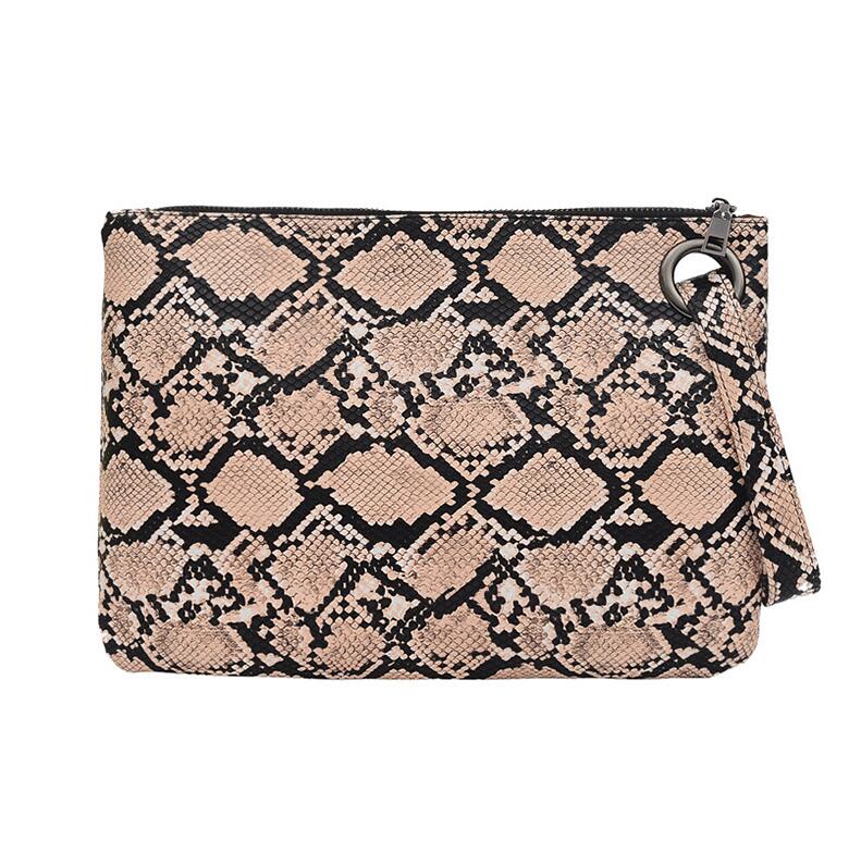 Snake Print Clutch ABEDA The Store Bags Khaki 