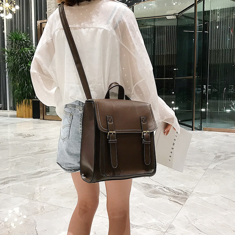 Black Leather Buckle Backpack The Store Bags