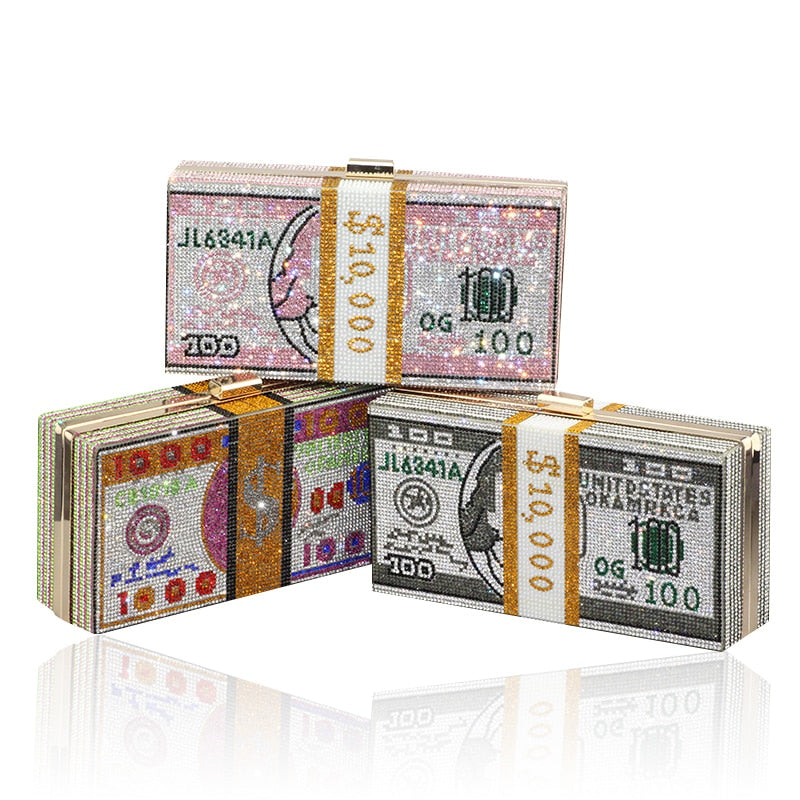 Money Rhinestone Purse The Store Bags