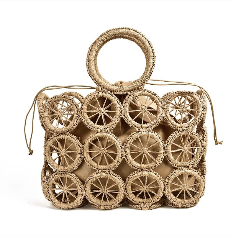 Straw Bag With Round Handles The Store Bags square brown 