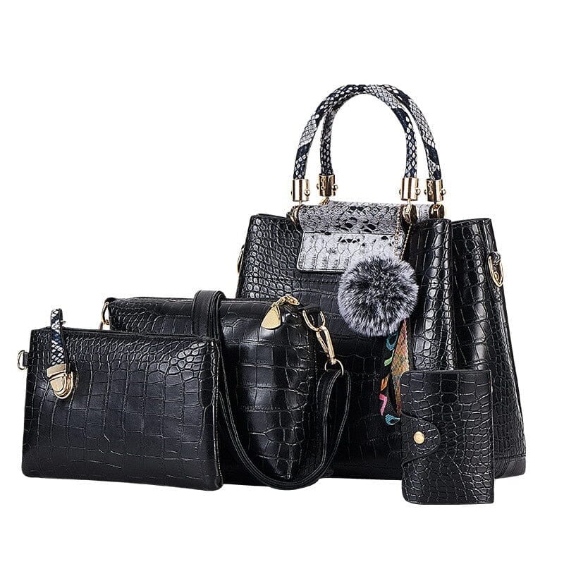 4 Piece Handbag Set ERIN The Store Bags 4PS Black Gray
