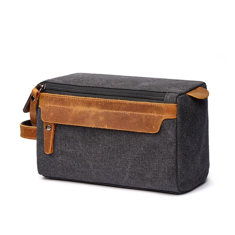 Canvas And Leather Toiletry Bag THIGOR The Store Bags Black