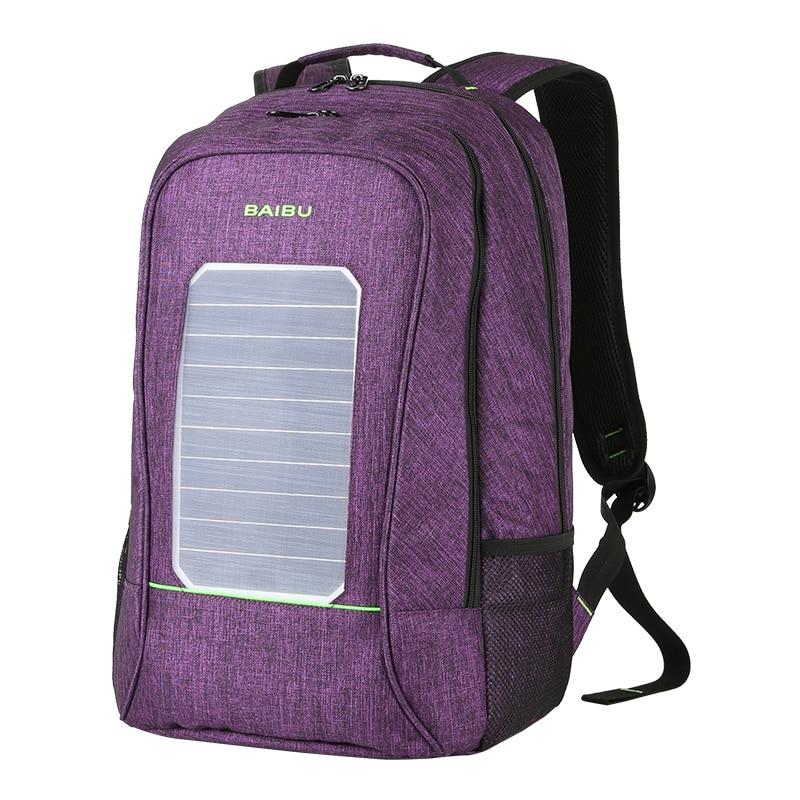Solar Powered Backpack ERIN The Store Bags Purple