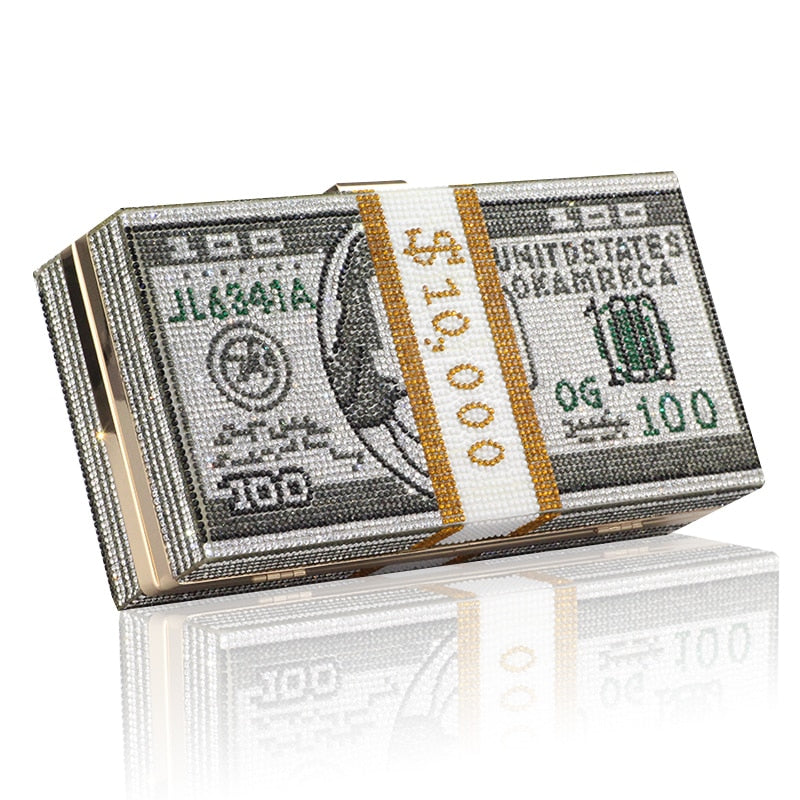 Money Rhinestone Purse The Store Bags Gray