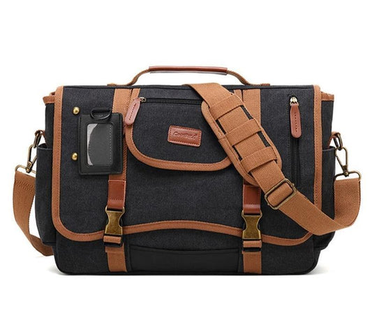 Men's Large Canvas Satchel Messenger Bag The Store Bags Black canvas