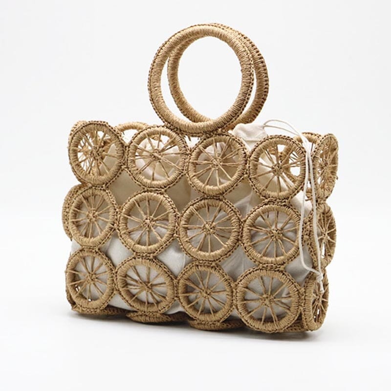 Straw Bag With Round Handles The Store Bags square beige 