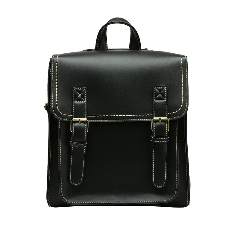 black leather buckle backpack Black Leather Buckle Backpack