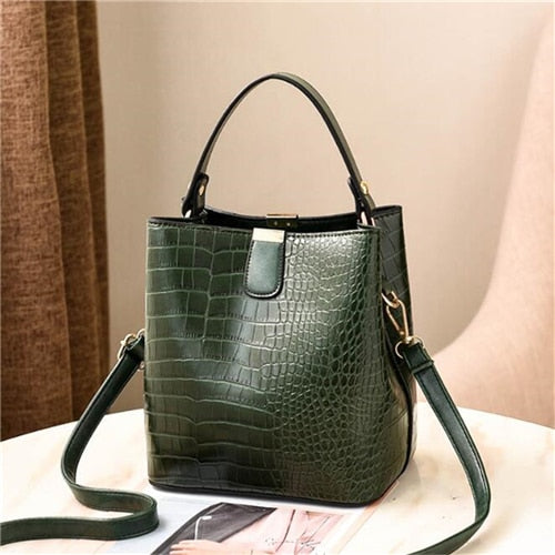Croc Embossed Leather Bucket Bag The Store Bags Green