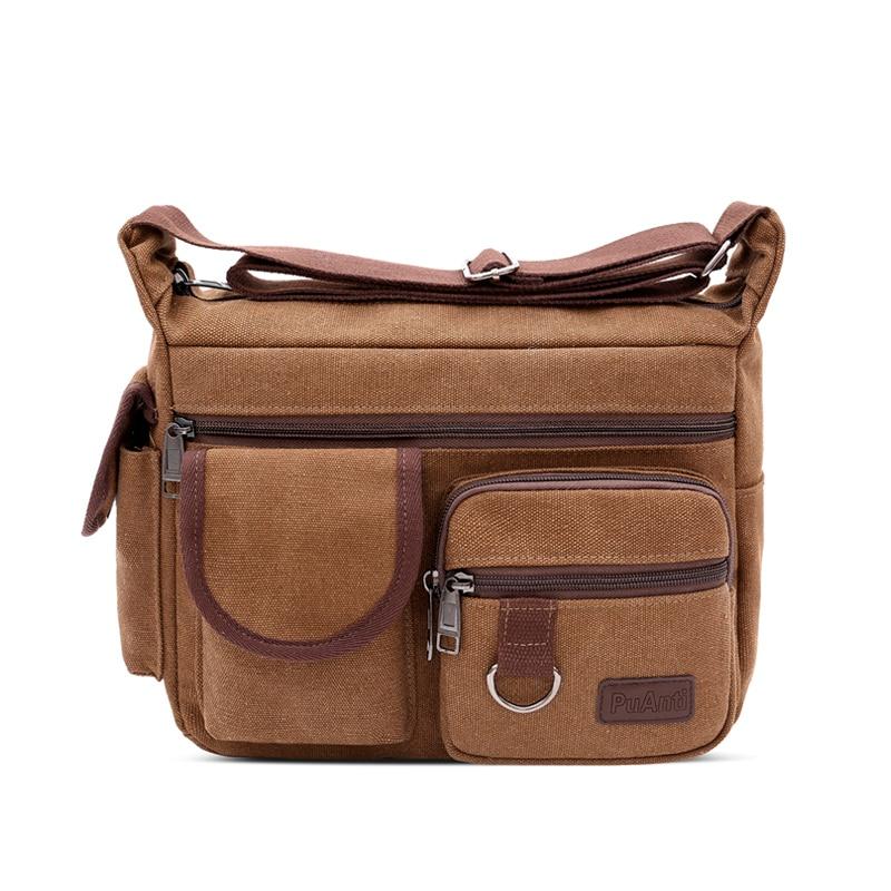 Canvas messenger bag with side pockets The Store Bags Brown