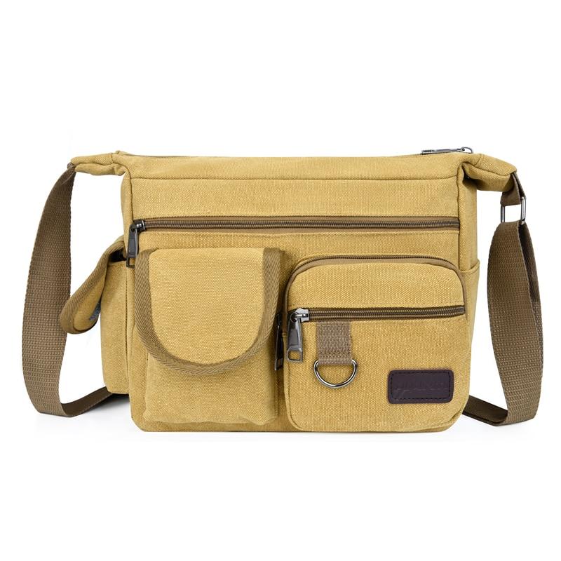 Canvas messenger bag with side pockets The Store Bags yellow khaki