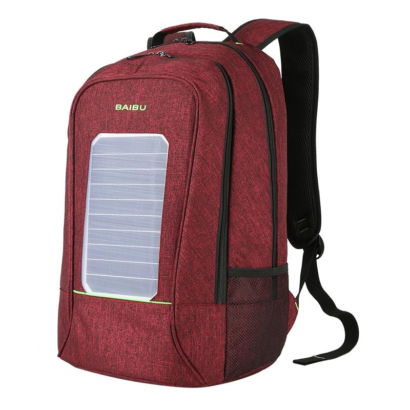 Solar Powered Backpack ERIN The Store Bags Burgundy 