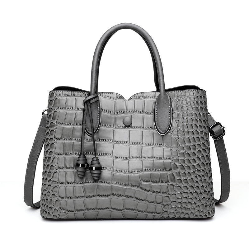 Croc Effect Leather Bucket Bag The Store Bags gray