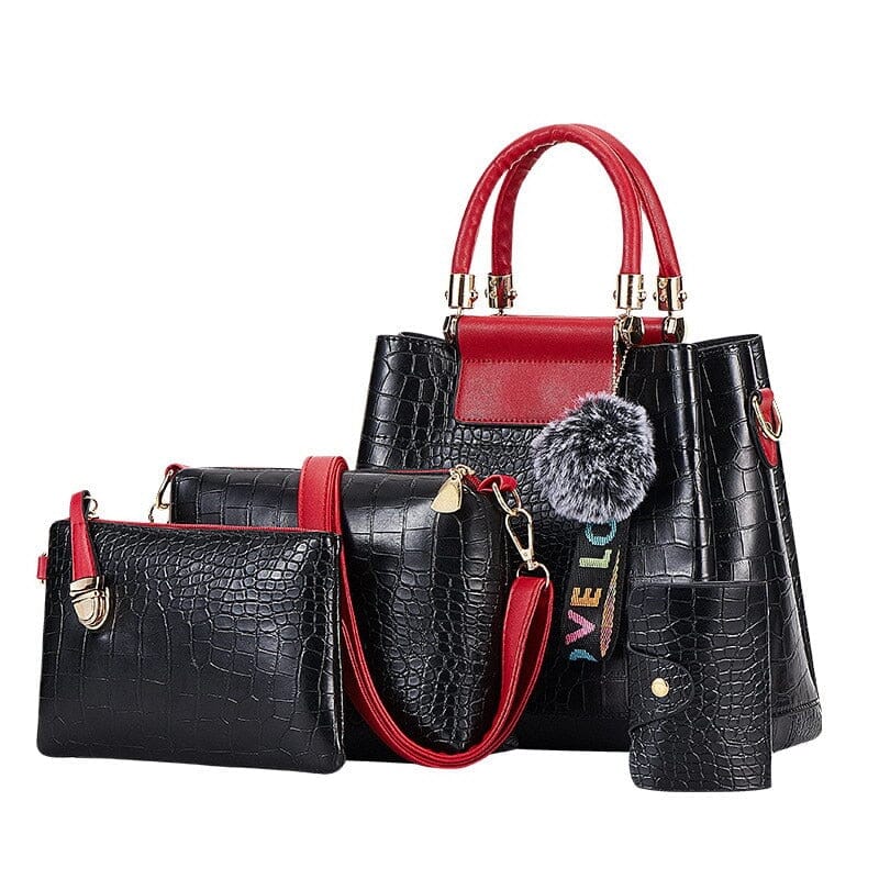 4 Piece Handbag Set ERIN The Store Bags 4PS Black Red