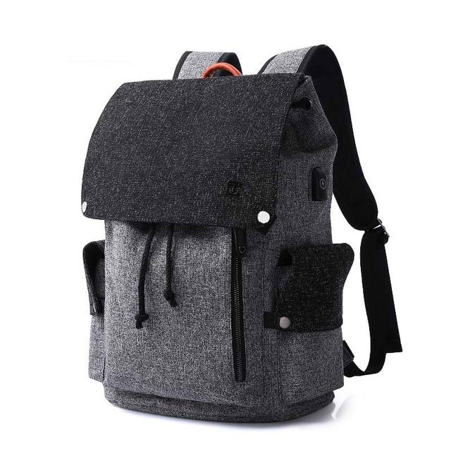 Men's USB Backpack With Drawstring And Flap The Store Bags Gray