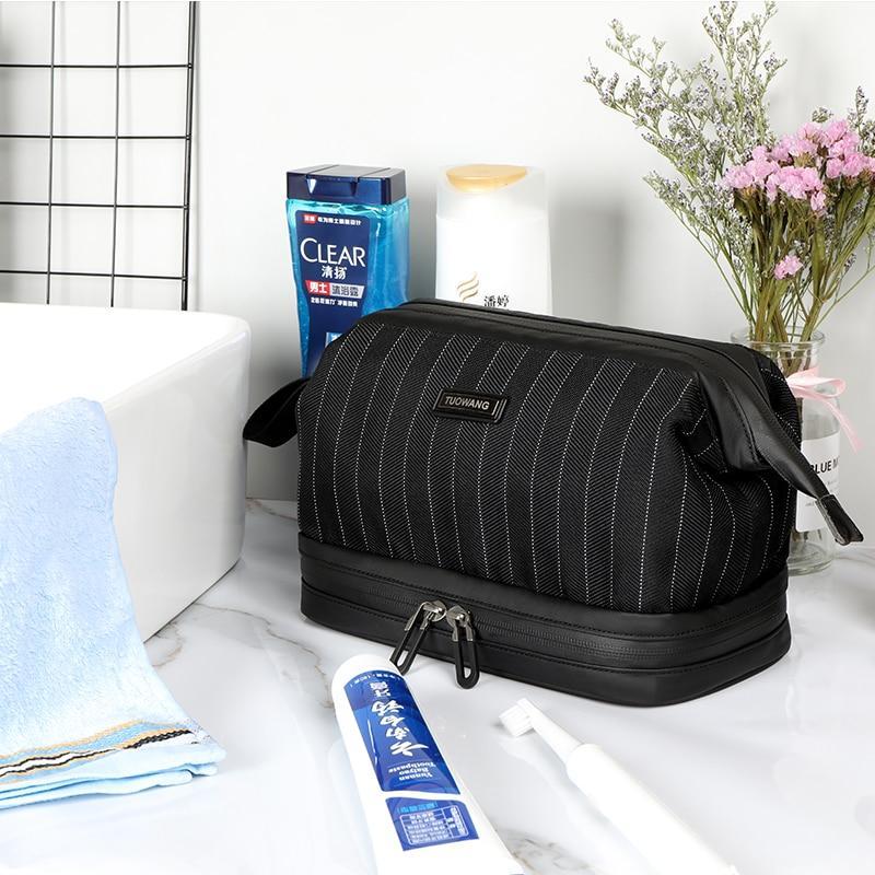 Men's Black Striped Toiletry Bag The Store Bags