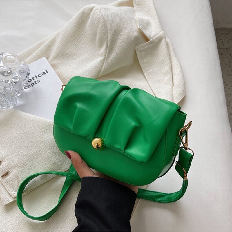 Leather Flap Over Shoulder Bag ERIN The Store Bags Green