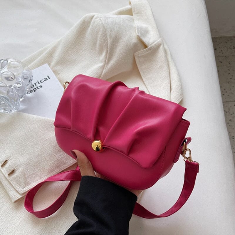 Leather Flap Over Shoulder Bag ERIN The Store Bags rose red