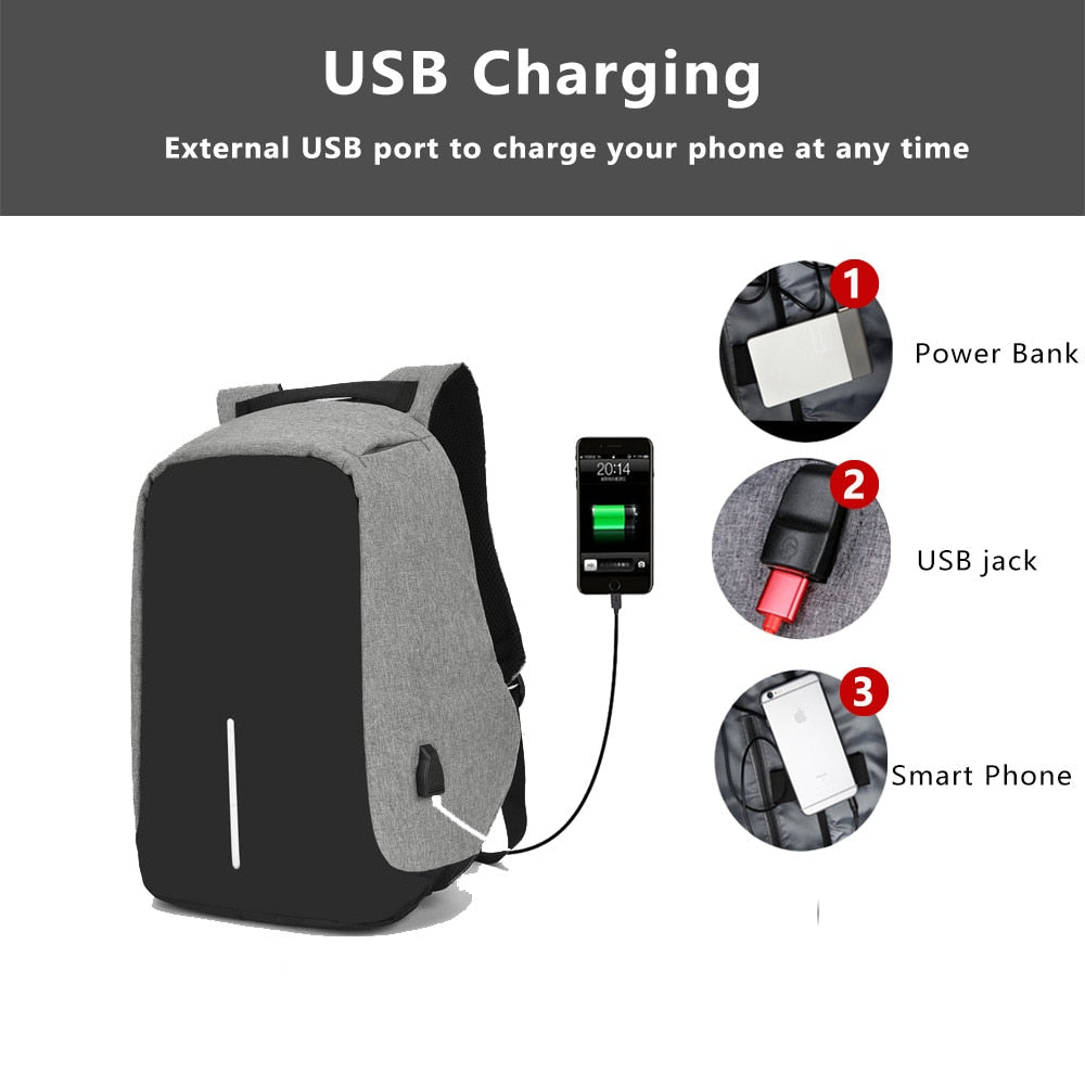 Anti Theft Waterproof Backpack With USB Charging Port The Store Bags