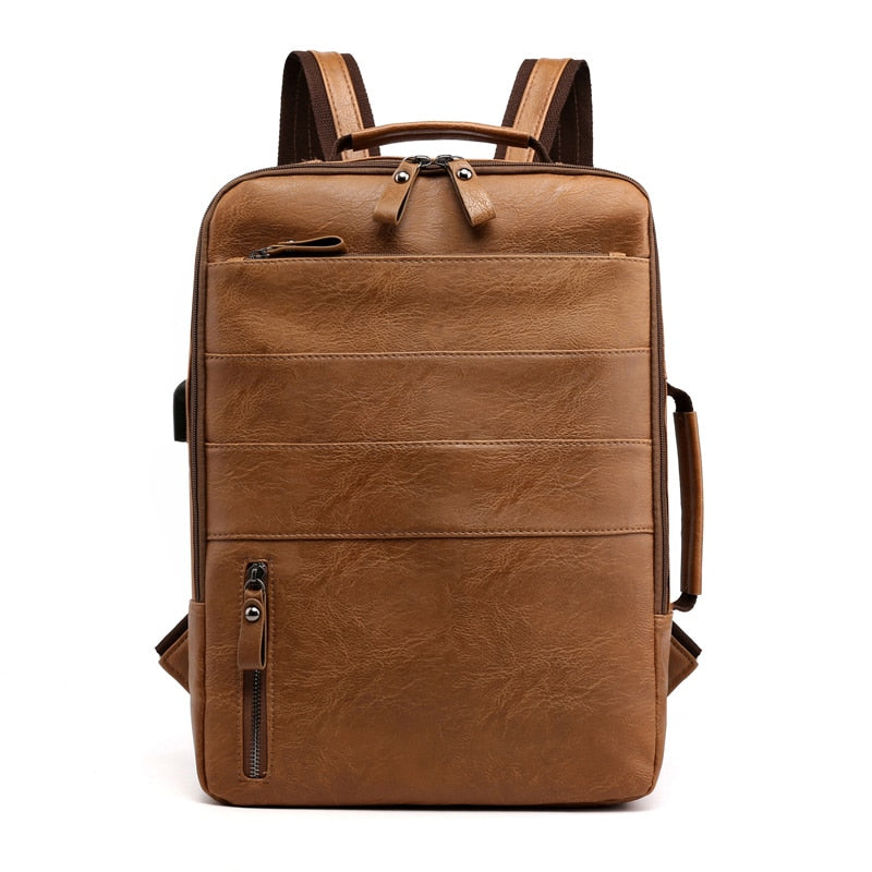 Rectangle Leather Backpack The Store Bags Light brown