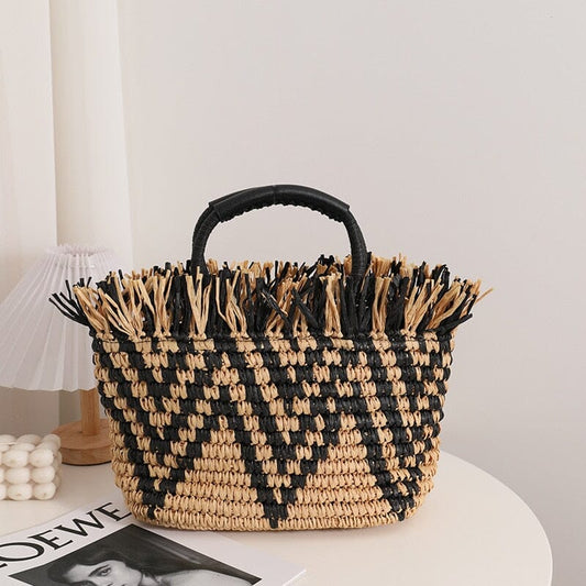 Fringe Straw Bag The Store Bags Black