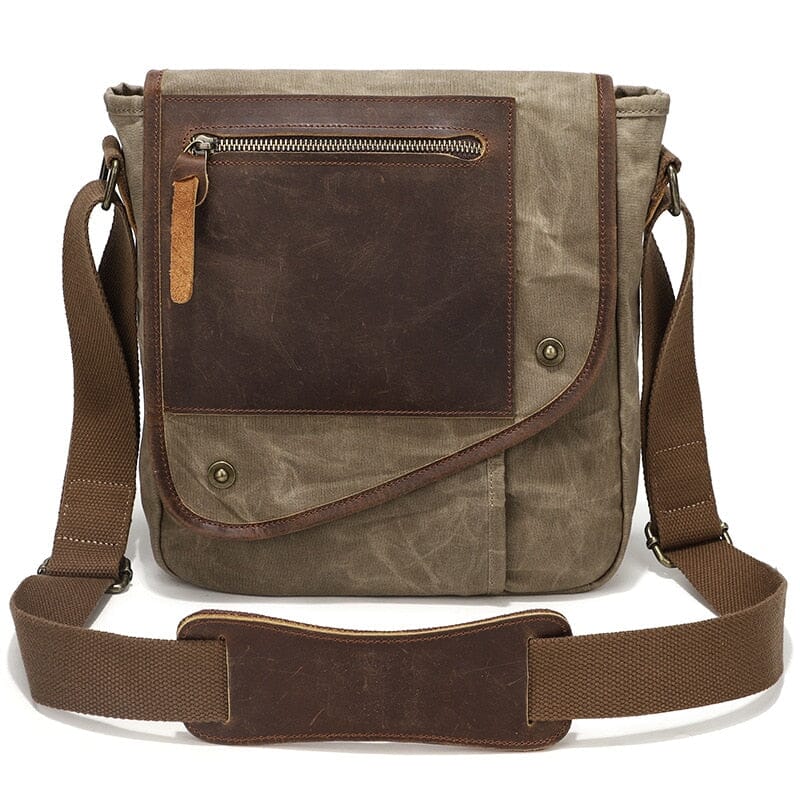 Vertical Canvas Messenger Bag ERIN The Store Bags Khaki
