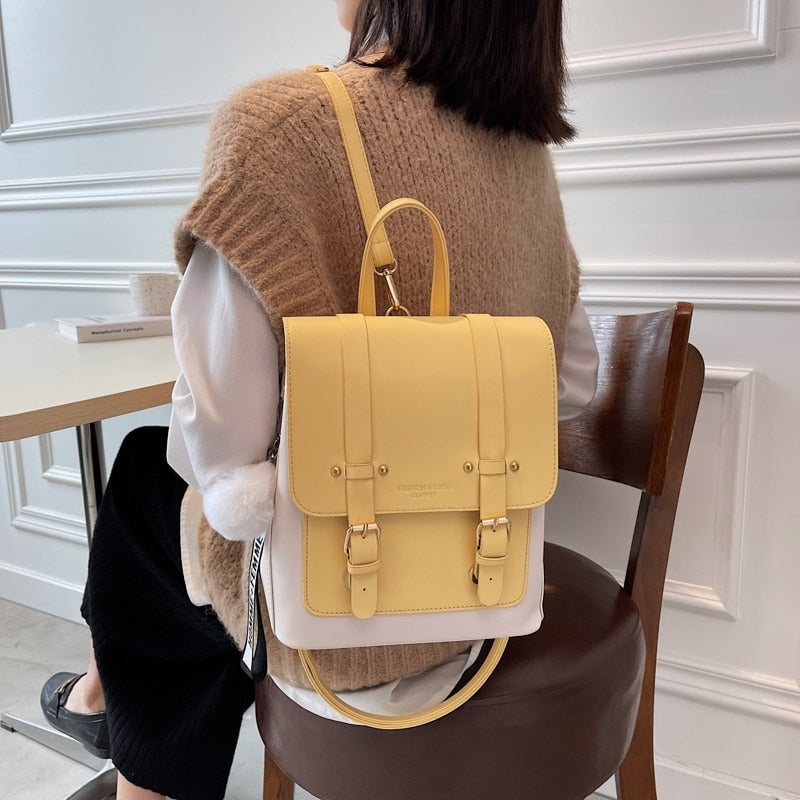 Faux Leather Buckle Backpack The Store Bags