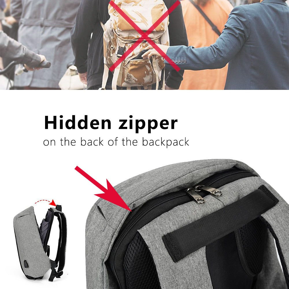 Anti Theft Waterproof Backpack With USB Charging Port The Store Bags