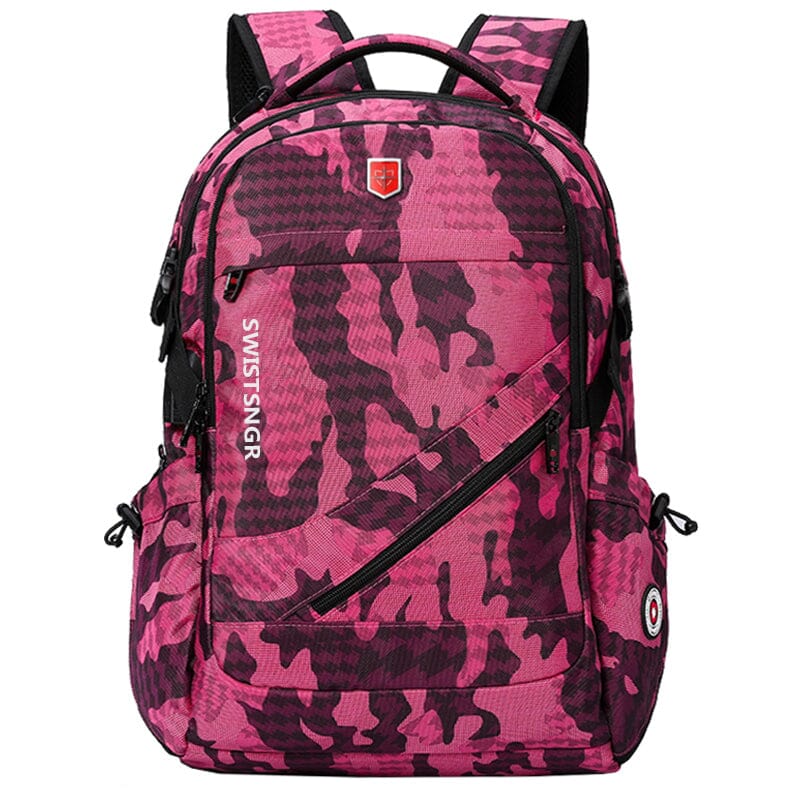 Zipper Lock Backpack The Store Bags Camouflage rose red 