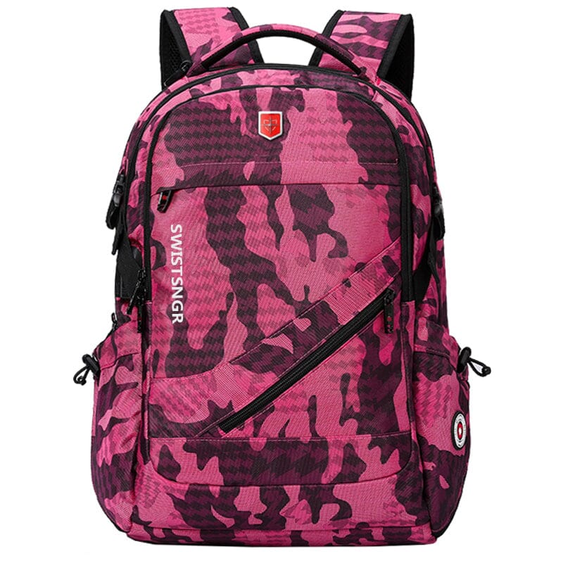 Zipper Lock Backpack The Store Bags Camouflage rose red