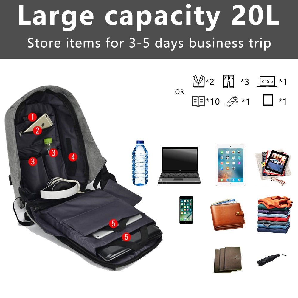 Anti Theft Waterproof Backpack With USB Charging Port The Store Bags