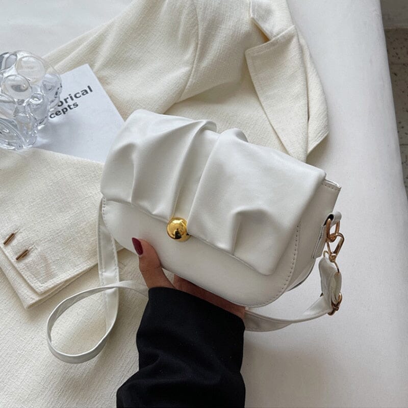 Leather Flap Over Shoulder Bag ERIN The Store Bags White