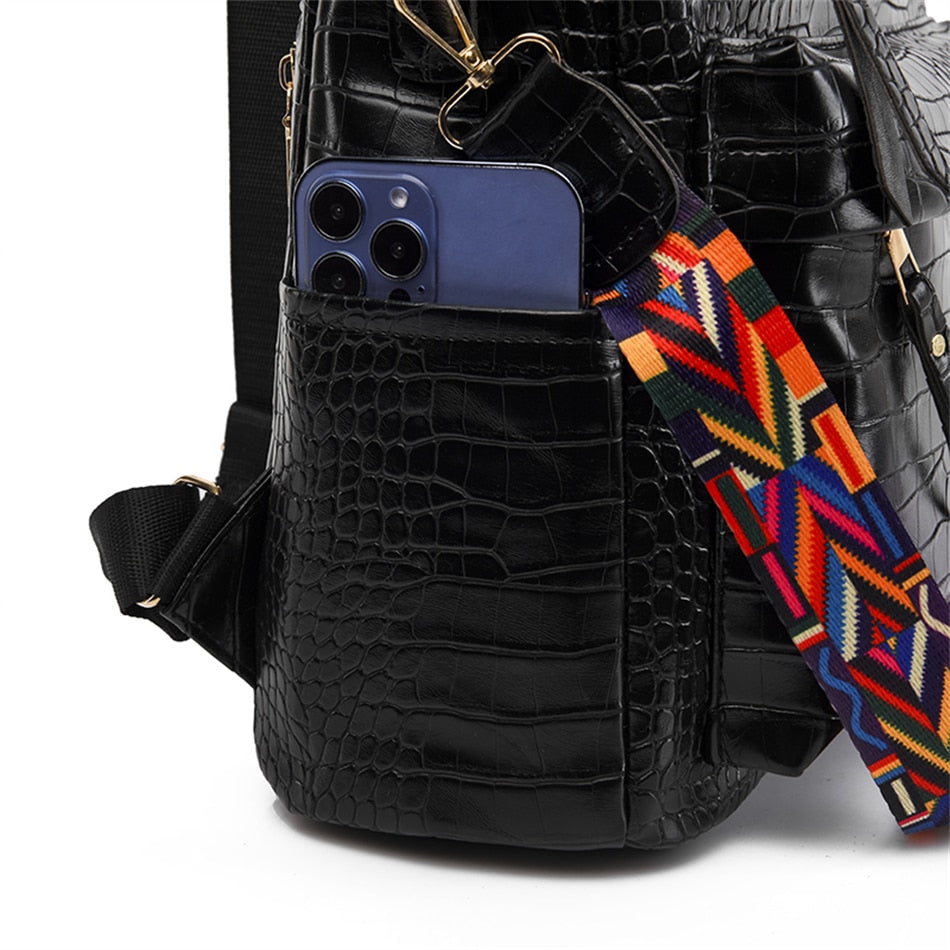 Faux Crocodile Leather Backpack Purse The Store Bags