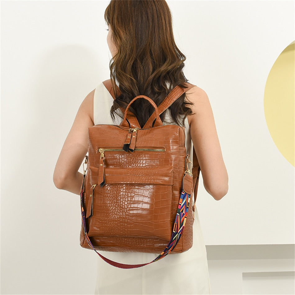 Faux Crocodile Leather Backpack Purse The Store Bags 