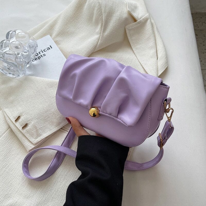Leather Flap Over Shoulder Bag ERIN The Store Bags purple