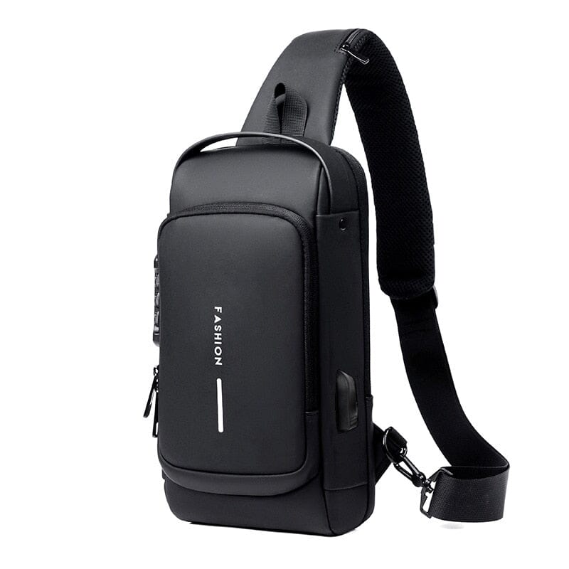 Sling Backpack With USB Port The Store Bags Black 16CMX32CMX6CM