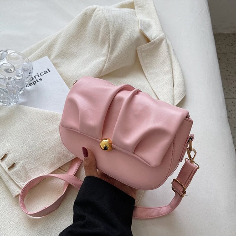 Leather Flap Over Shoulder Bag ERIN The Store Bags Pink