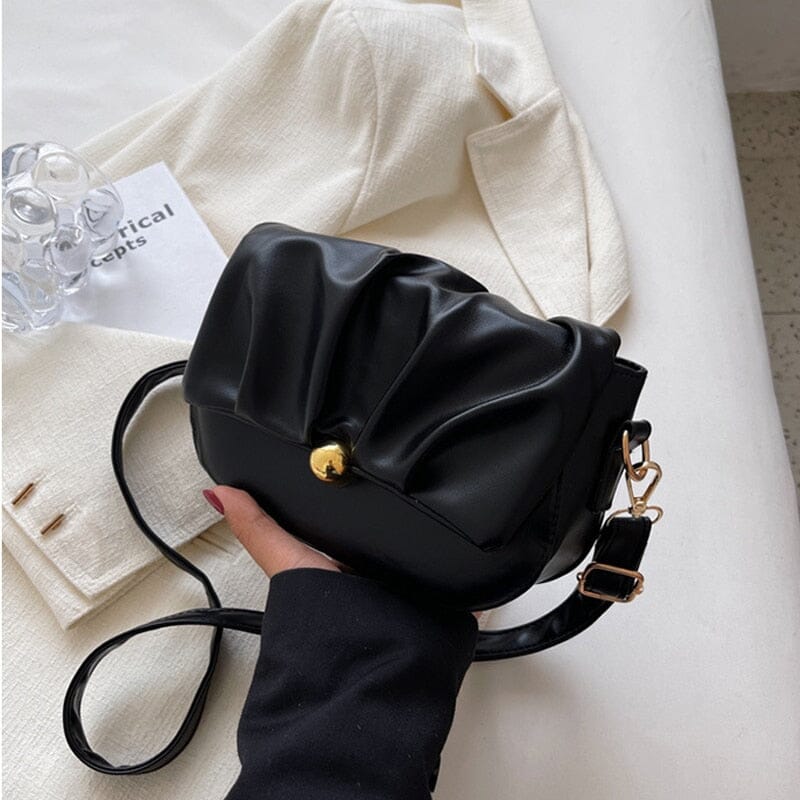 Leather Flap Over Shoulder Bag ERIN The Store Bags Black