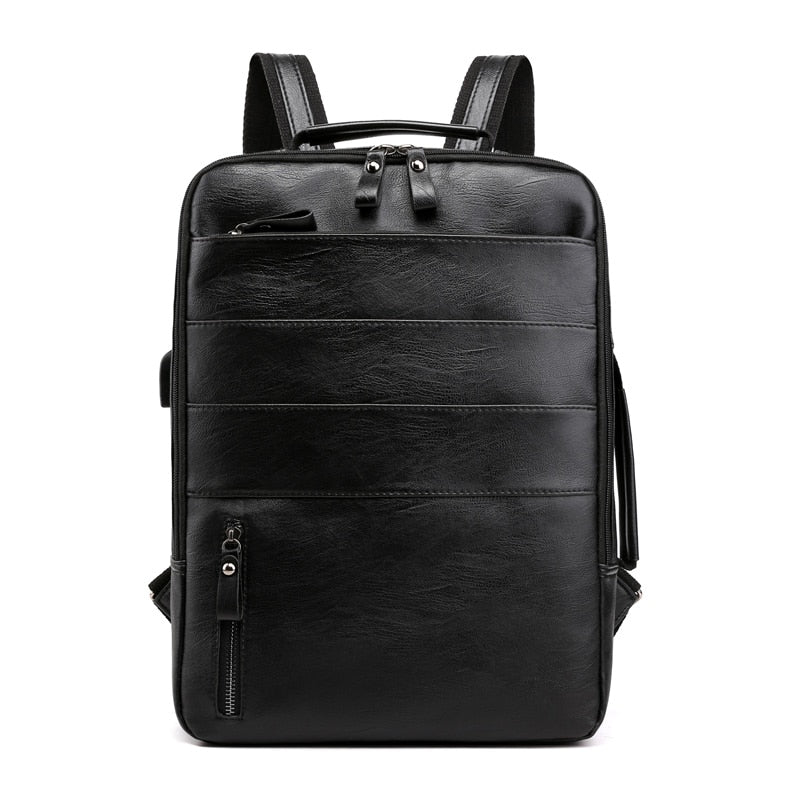 box backpack leather rectangle Leather Laptop Backpack 15 inch