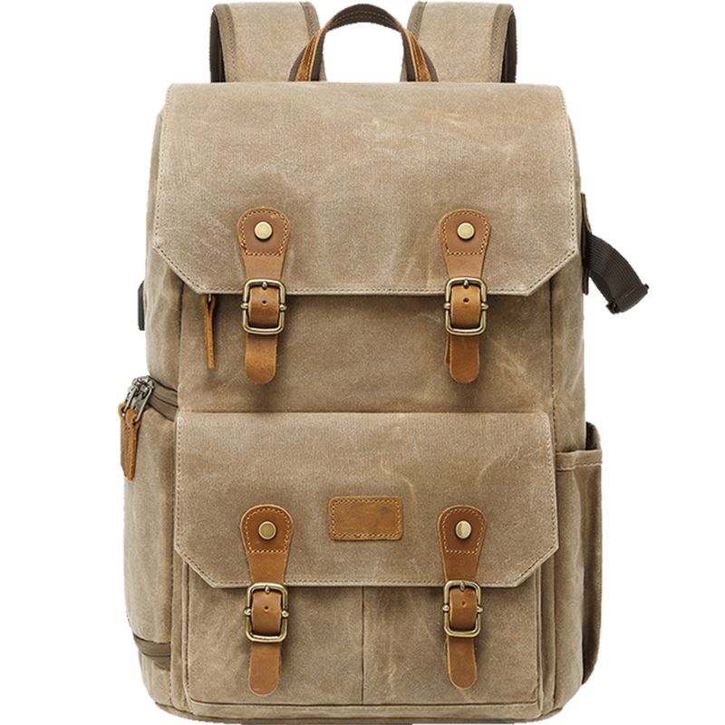Canvas Camera Backpack With Tripod Holder The Store Bags Khaki