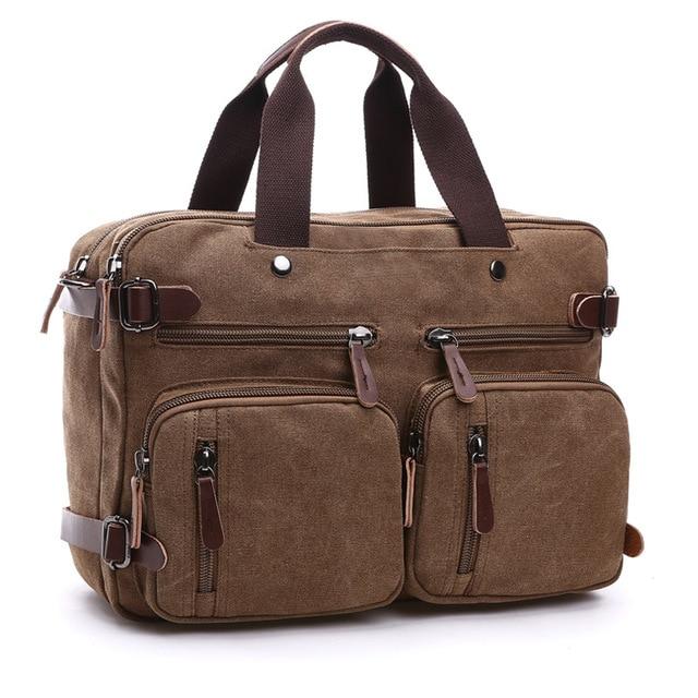 Men's Canvas And Leather Messenger Briefcaseg The Store Bags Brown