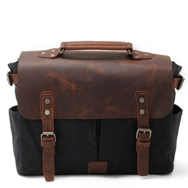 Canvas And Leather Camera Lens Shoulder Bag The Store Bags Black