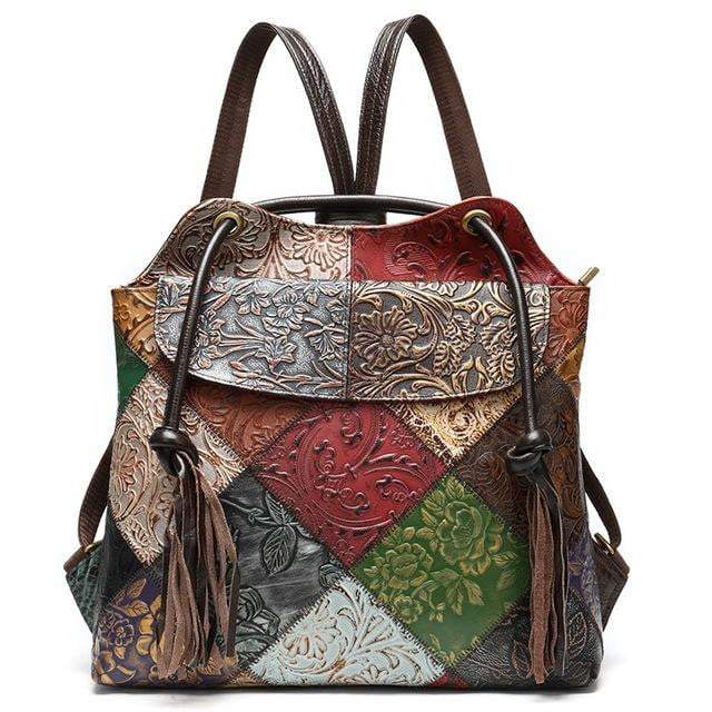 Women's Patchwork Leather Backpack The Store Bags